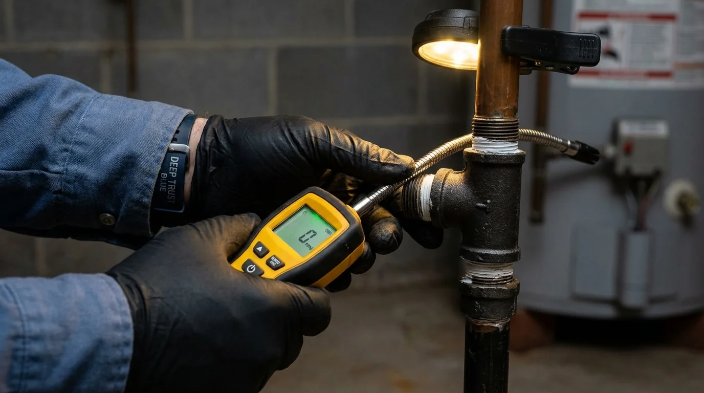 Gas leak detection with electronic sniffer by Johns Plumbing LLC in Fennimore