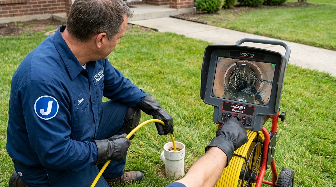 Sewer camera inspection being performed by Johns Plumbing LLC in Fennimore